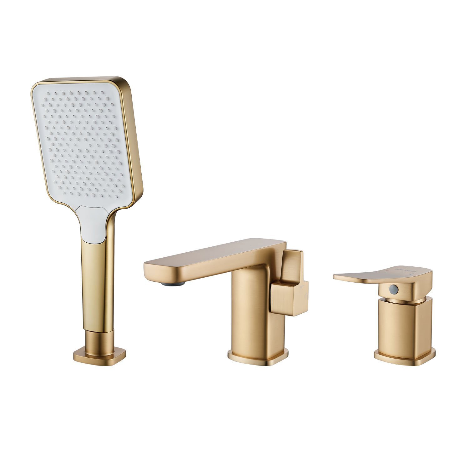Изображение товара Смеситель для ванны Shevanik S9912G матовое золото с 3 отверстиями и душевым комплектом