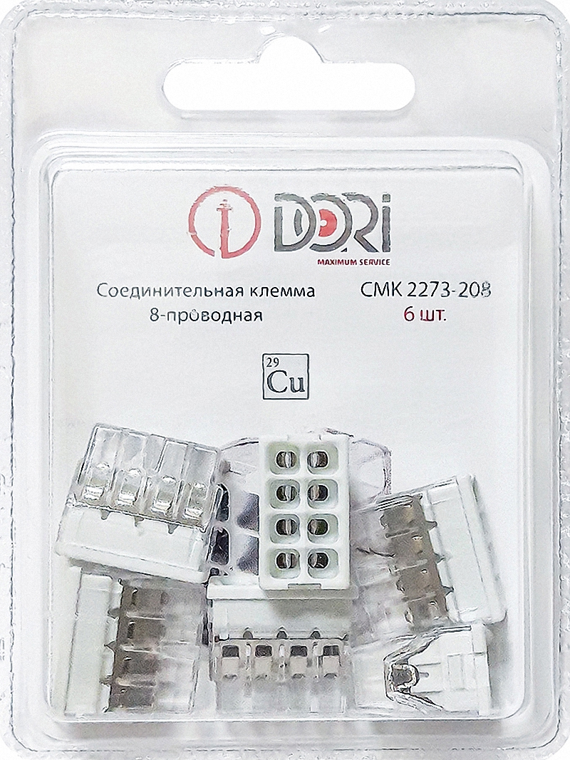 Изображение товара Клемма соединительная Dori 8-проводная СМК 2273-208 для медных проводов Изображение товара Клемма соединительная Dori 8-проводная СМК 2273-208 для медных проводов