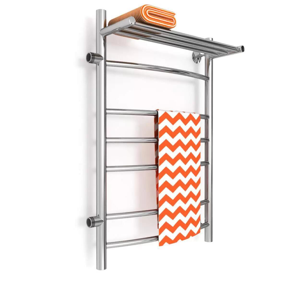Изображение товара Водяной полотенцесушитель Zigzag Lft 50x80 см с полкой нержавеющая сталь серебро