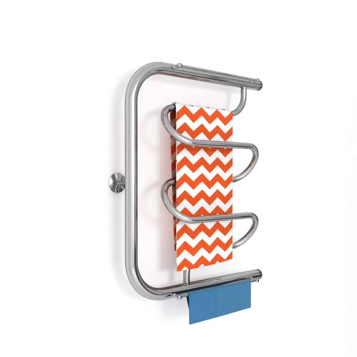 Изображение товара Водяной полотенцесушитель Zigzag Dw с полкой 600x500 мм нержавеющая сталь серебро