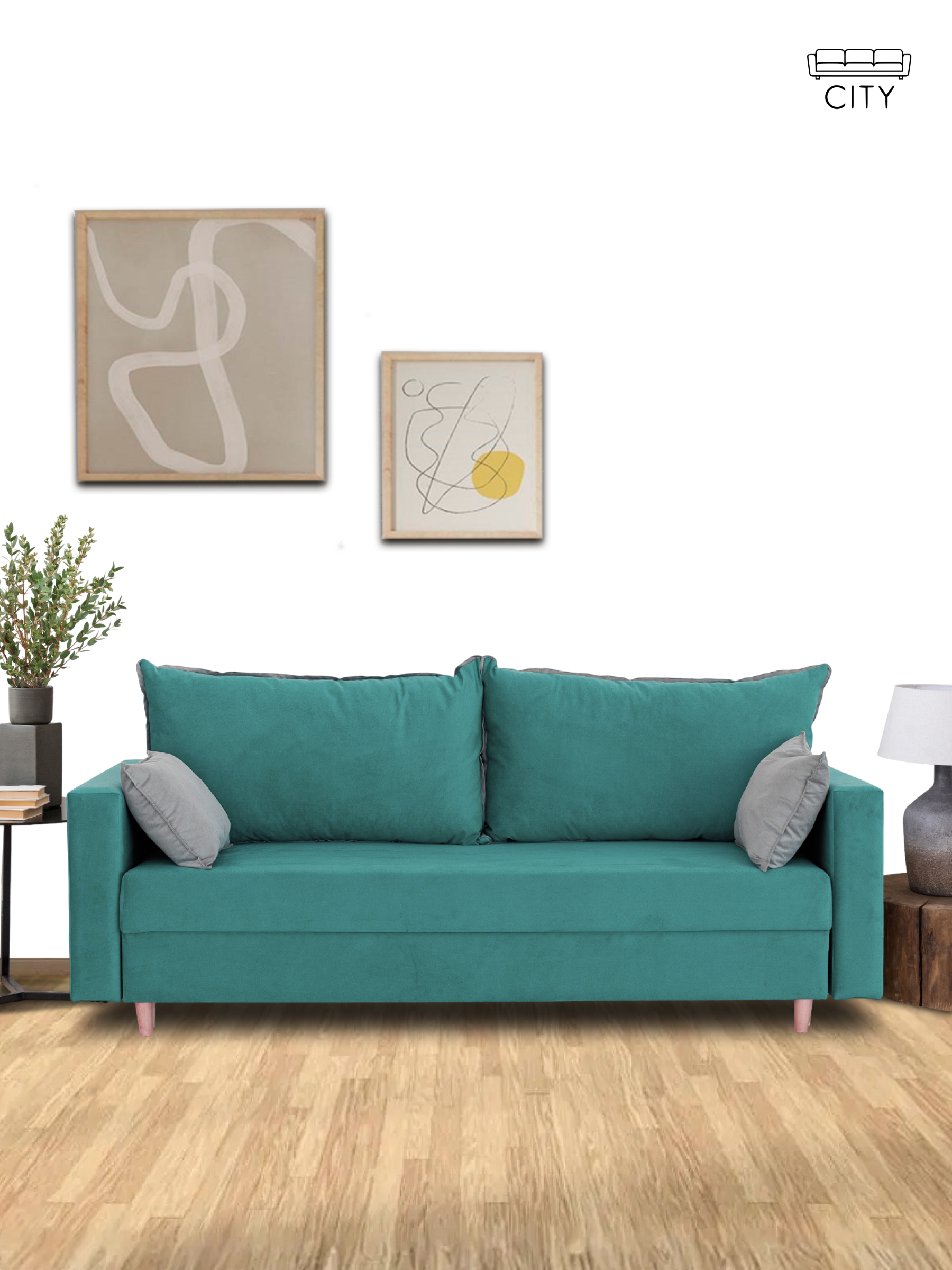 Изображение товара Раскладной диван-кровать Венеция от CITYHD бирюзового цвета