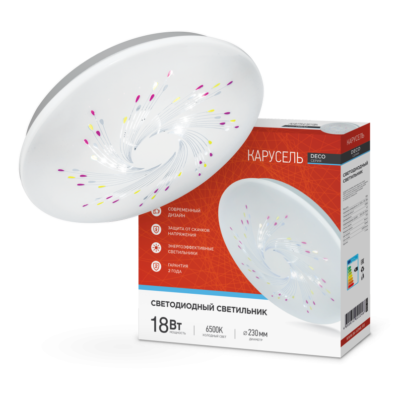 Изображение товара Люстра потолочная светодиодная IN HOME серии DECO 4690612022246 18 Вт 2.2 м² белый