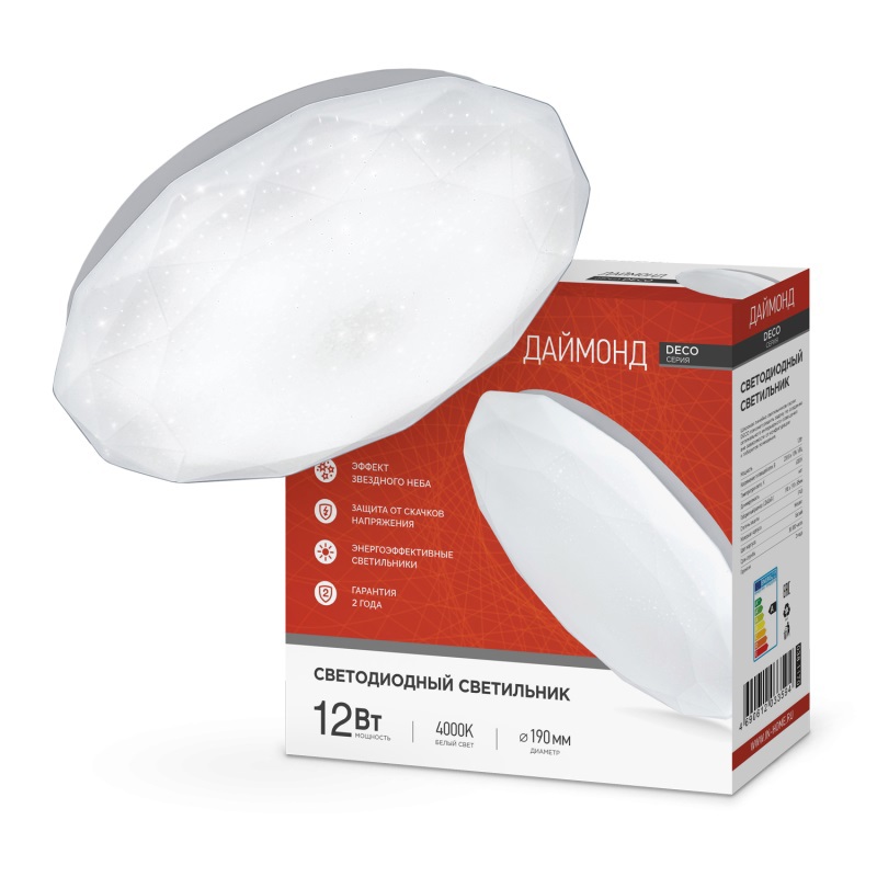 Изображение товара Светильник ЖКХ светодиодный IN HOME 4690612033594 12 Вт IP40 цвет белый, накладной