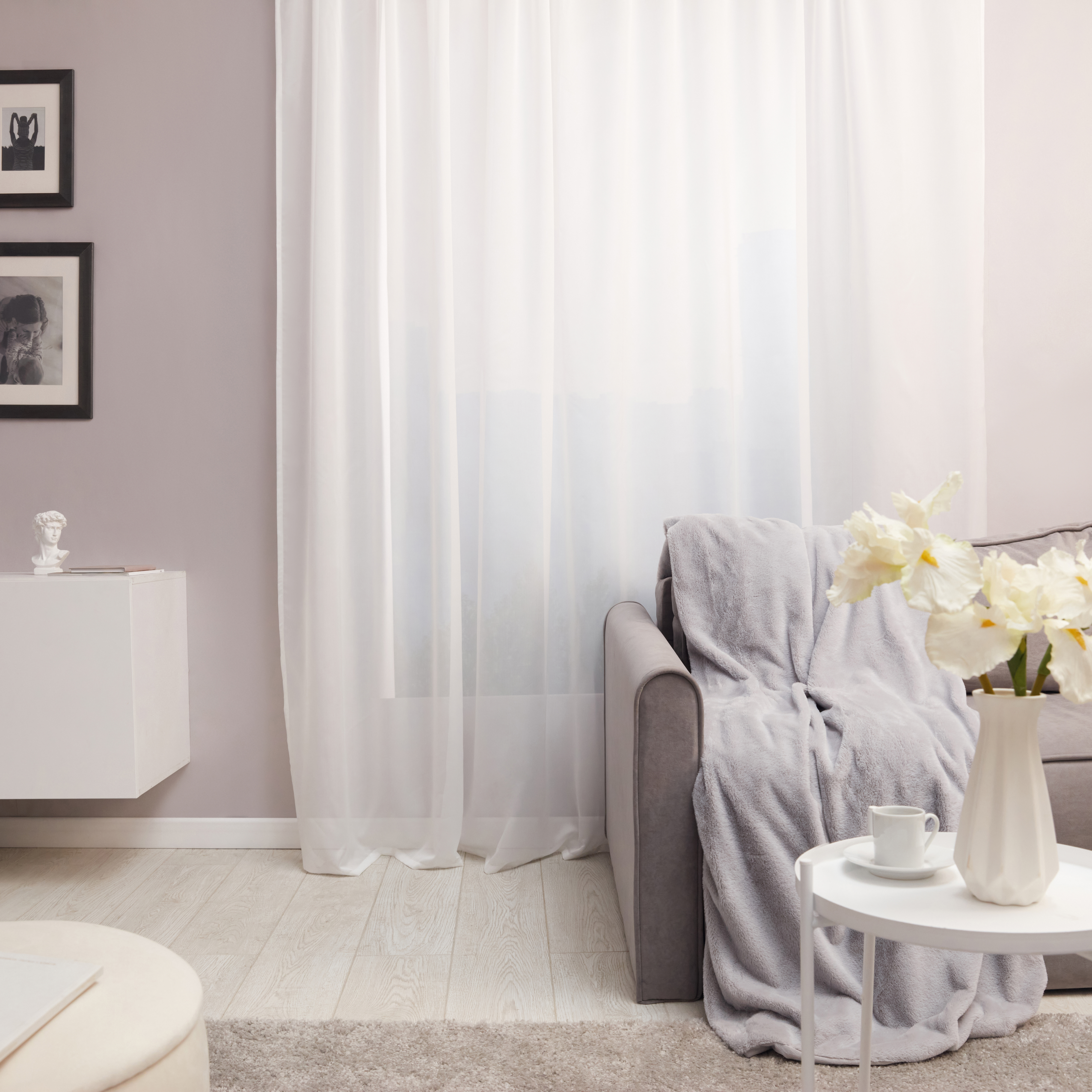 Изображение товара Тюль на ленте База 300x260 см айвори легкий прозрачный вуаль для оформления интерьера