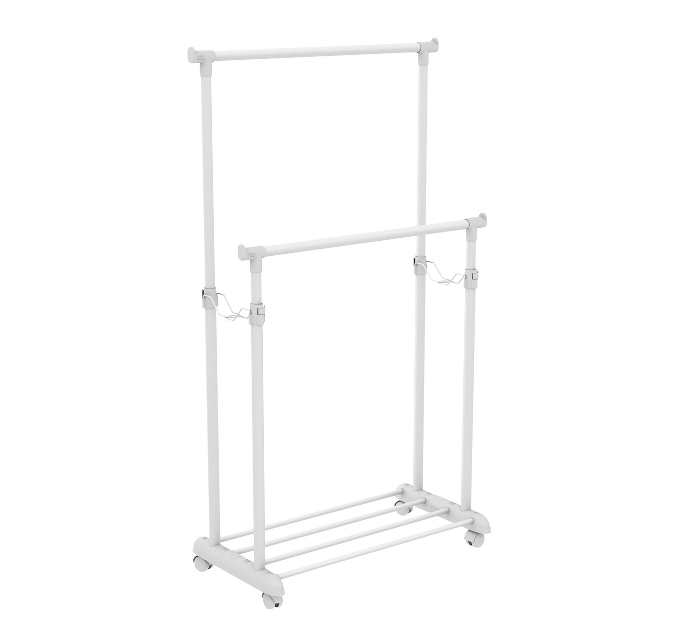 Изображение товара Напольная металлическая вешалка с колесами 86x166x44 см белая