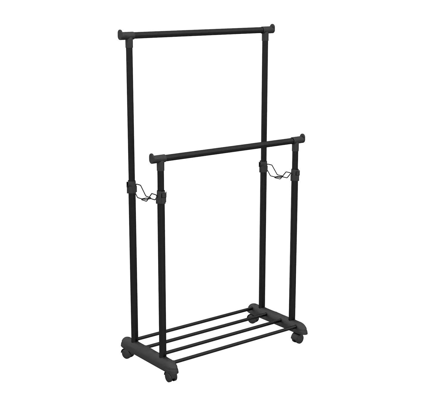 Вешалка напольная 2 штанги 86x166x44 см металл цвет черный