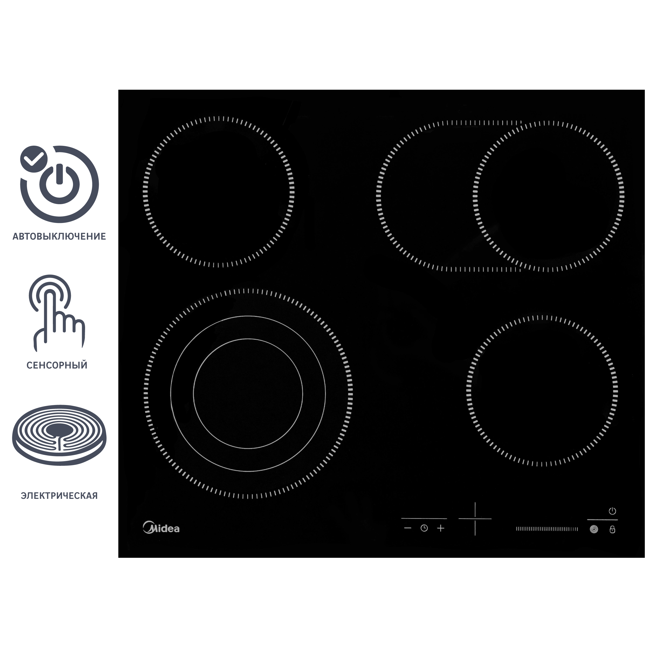 Изображение товара Электрическая варочная панель Midea MCH64767F 59 см 4 конфорки цвет черный