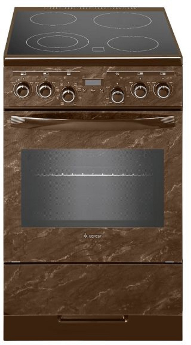 Изображение товара Электрическая плита с духовкой GEFEST 50x85 см коричневая с функциями гриль и конвекцией