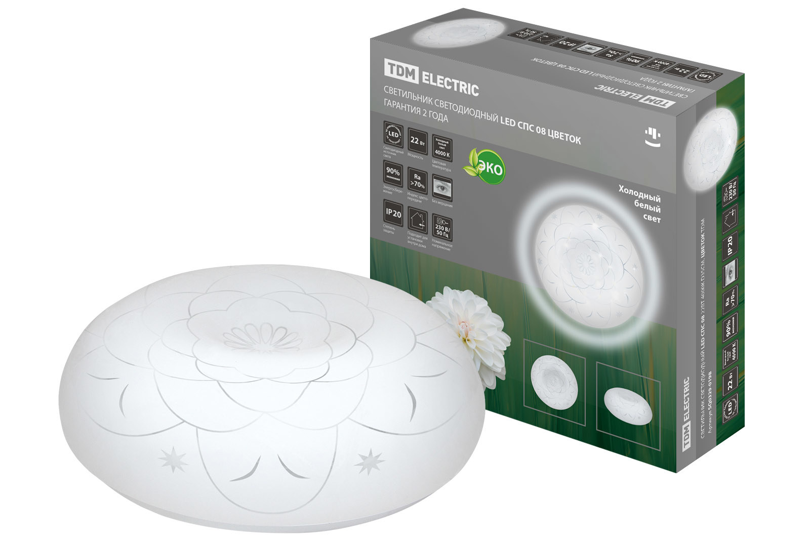 Изображение товара Настенно-потолочный светодиодный светильник TDM ELECTRIC SQ0329-0198 белый нейтральный 22 Вт