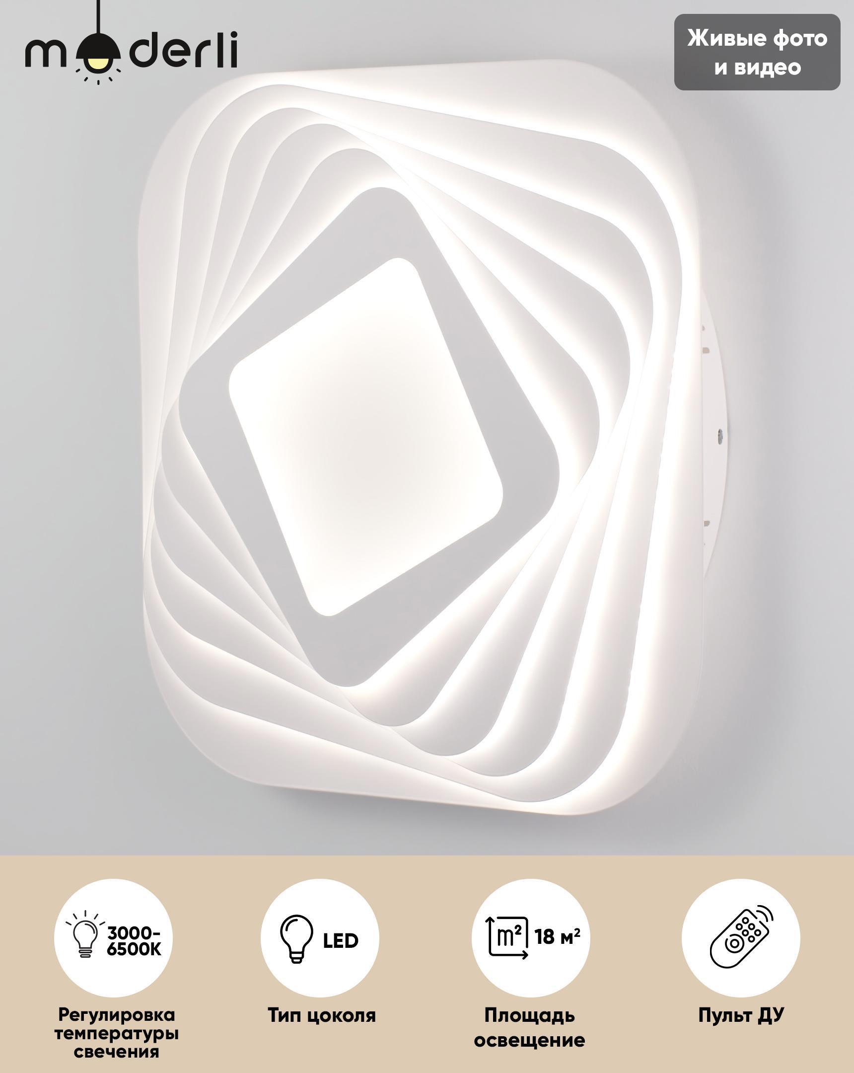 Изображение товара Светильник потолочный MODERLI Rita с пультом управления 18 м² изменение оттенков белого цвет белый