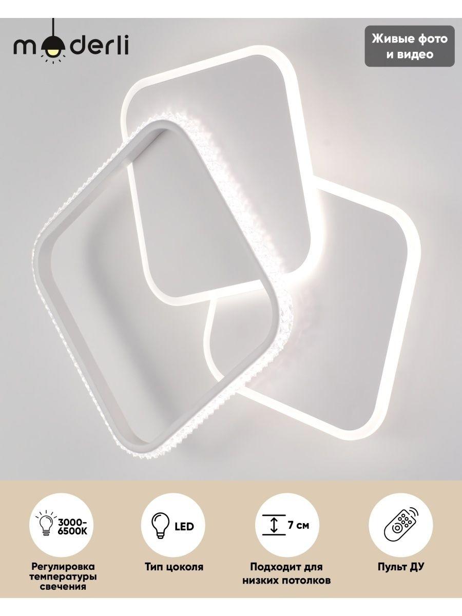 Изображение товара Светильник потолочный MODERLI Lira с пультом управления 4 м² изменение оттенков белого цвет белый