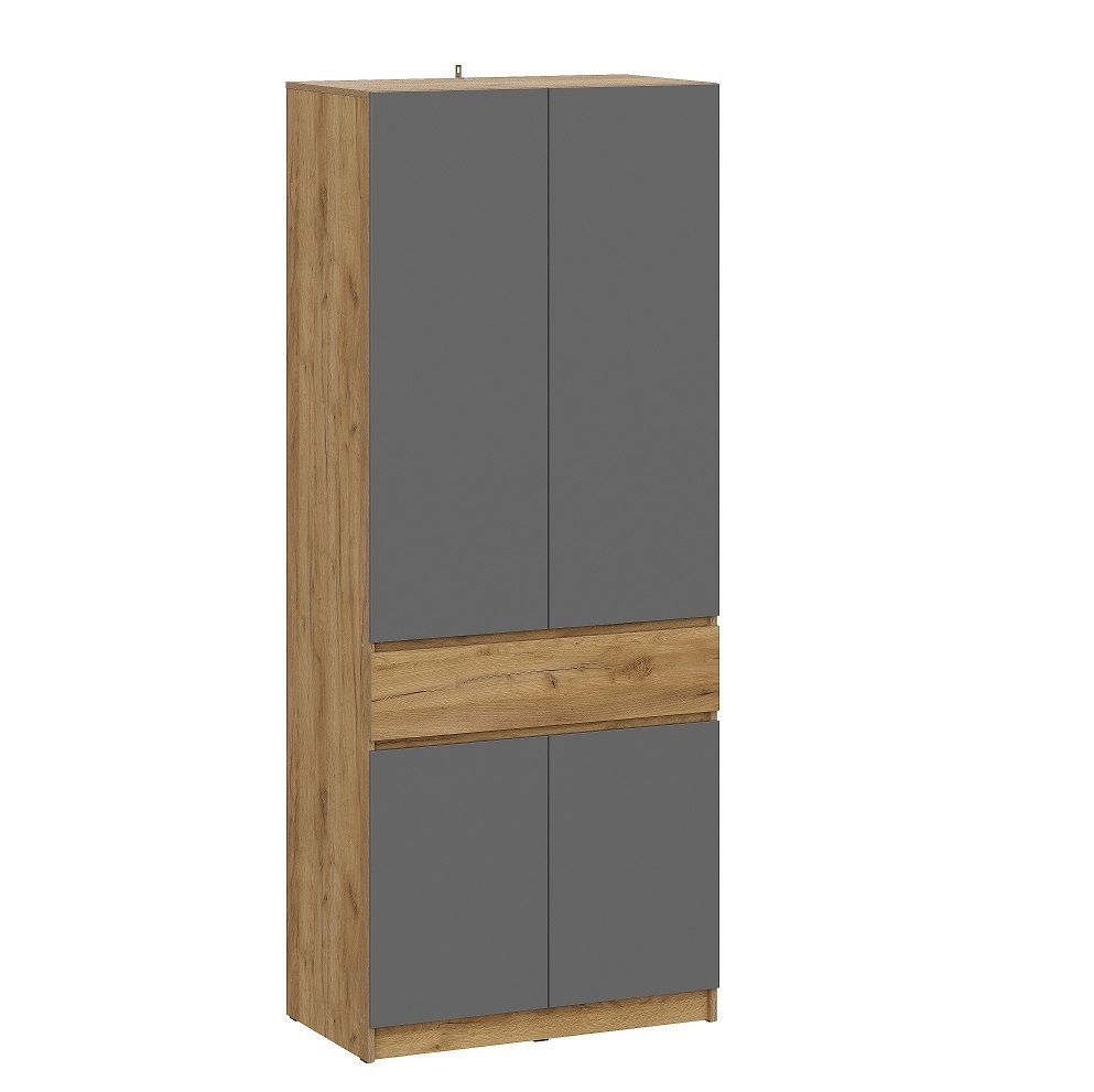 Изображение товара Шкаф распашной Арника 90x221x50 см ЛДСП графит дуб крафт золотой