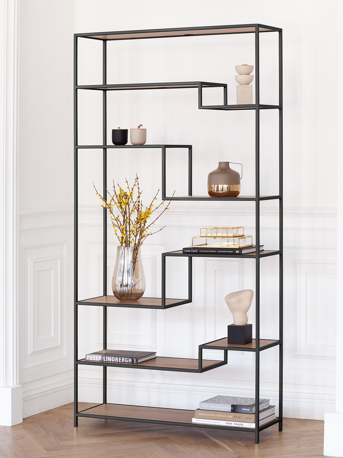 Изображение товара Стеллаж Greenween Jaqlene 100x200x30 см сталь и ЛДСП черный современный дизайн