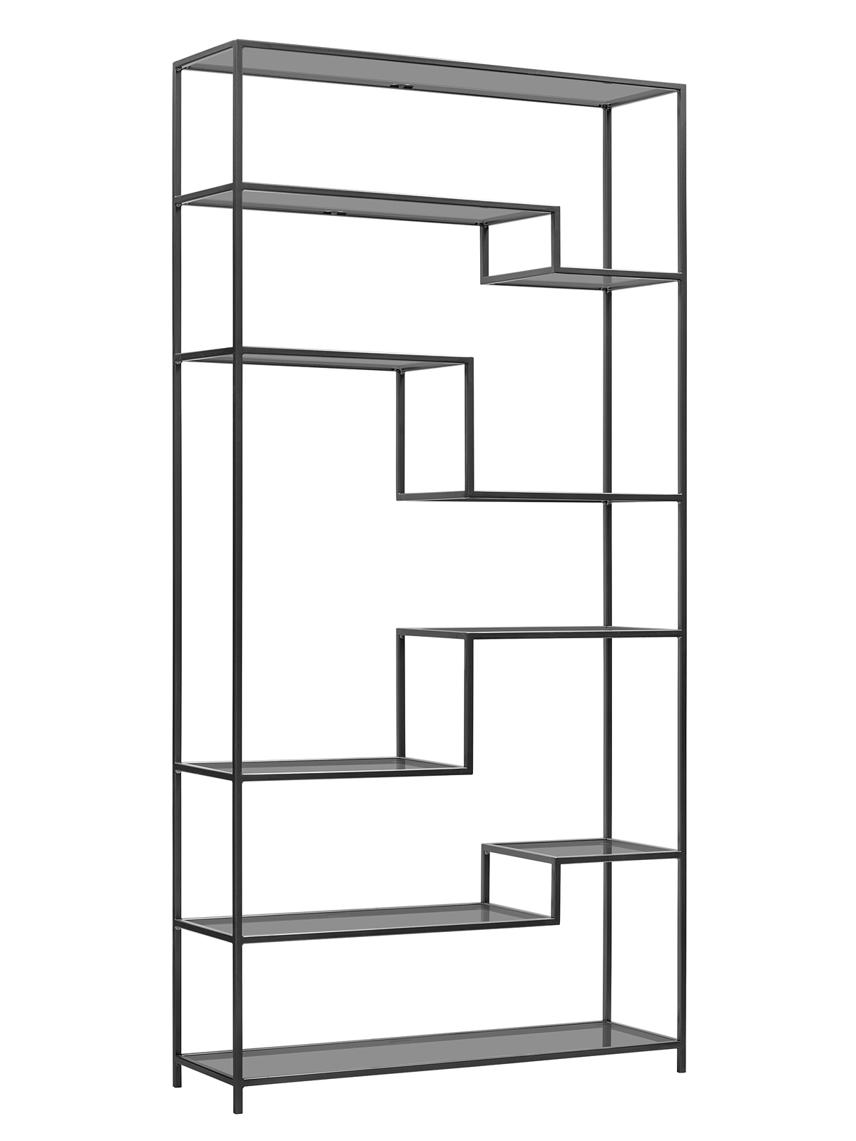Изображение товара Стеллаж Greenween Jaqlene 100x200x30 см сталь стекло черный современный стиль