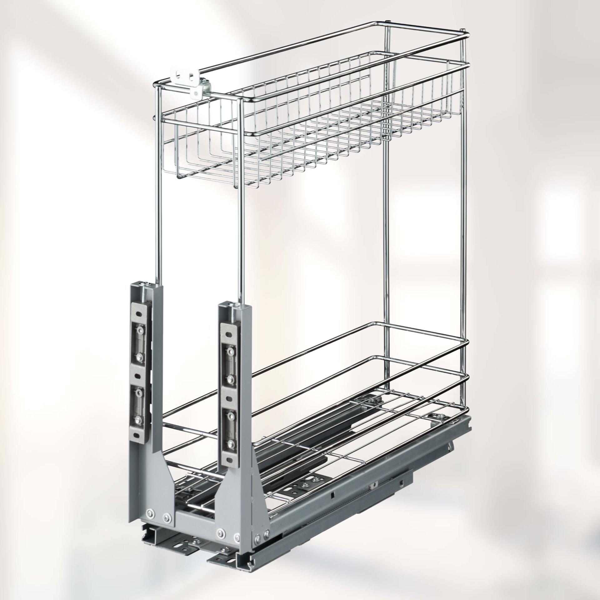 Изображение товара Бутылочница Alba с доводчиком 15.5x46x46 см хром для шкафа