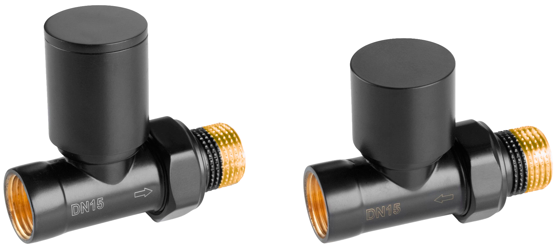 Изображение товара Комплект радиаторных клапанов Vivaldo SRV 1/2" прямой черный для отопления