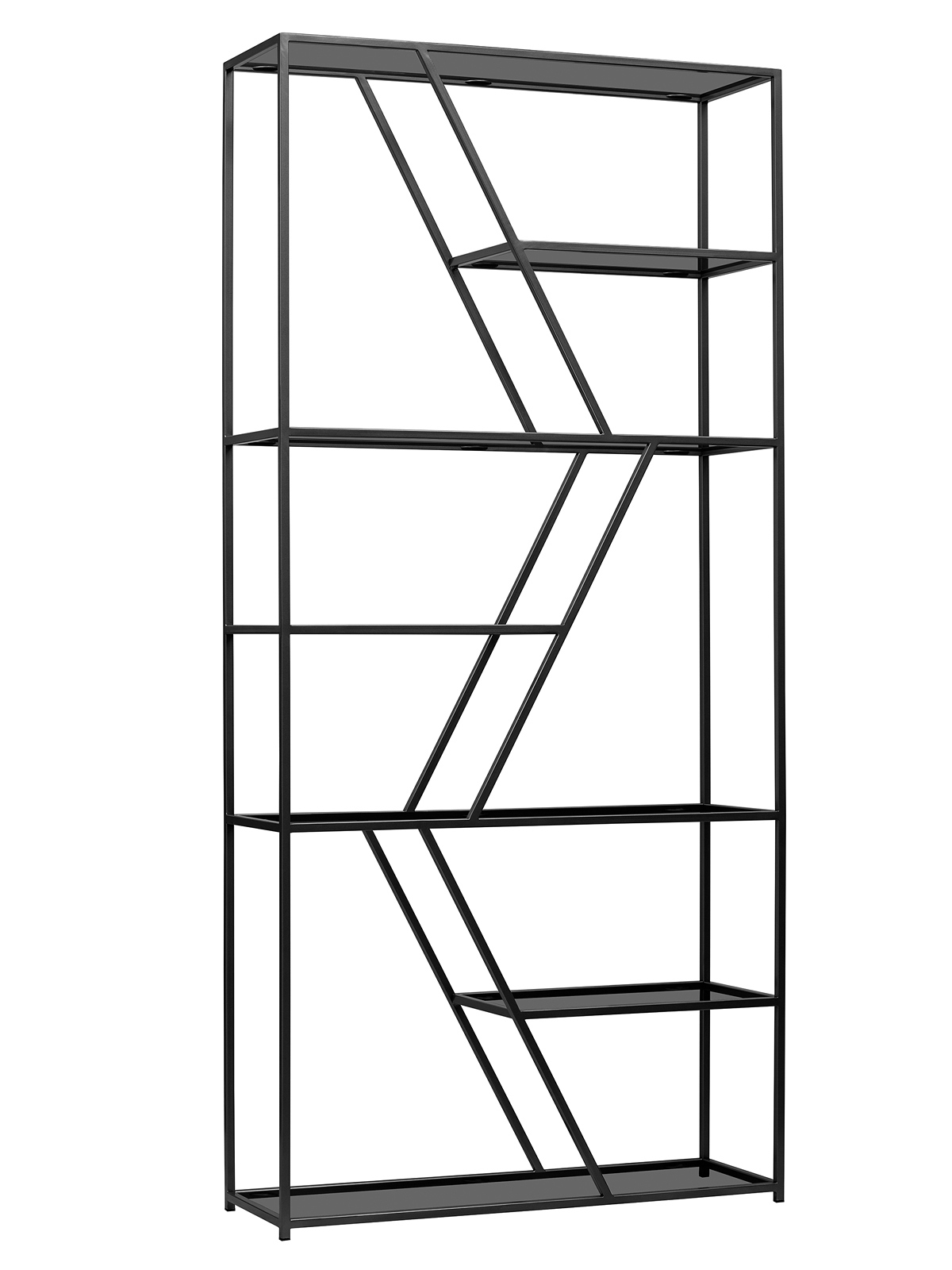 Изображение товара Стеллаж Greenween Arnetta 90x192x30 см сталь/тонированное стекло цвет черный