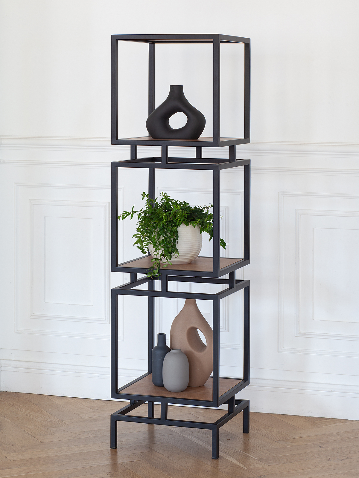 Изображение товара Стеллаж Greenween GW-CUBIC-3-B-LD-R черный 40x150.5 см