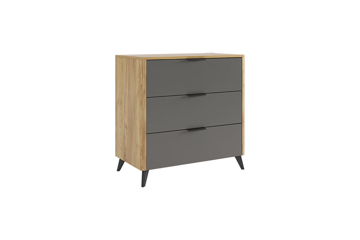 Изображение товара Комод 3 ящика Mebelson Адам 80x42x73.6 см дерево цвет дуб крафт золотой/графит