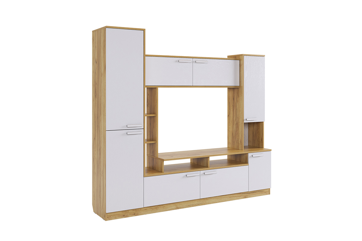 Изображение товара Мини-стенка Токио 191x171x43 см белое дерево для телевизора и хранения