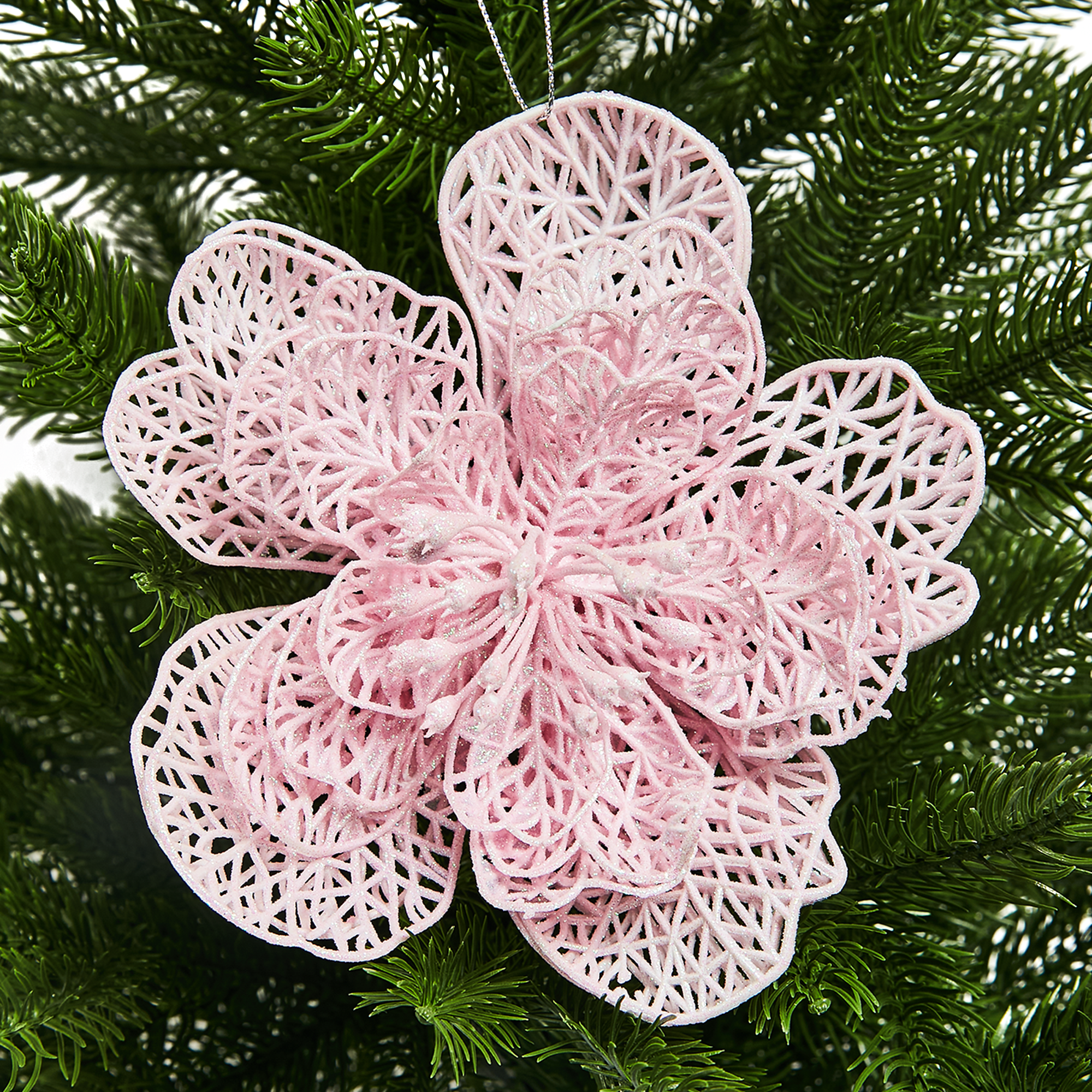 Изображение товара Новогоднее украшение Цветок рождественник розовый 18х5 см для новогоднего декора