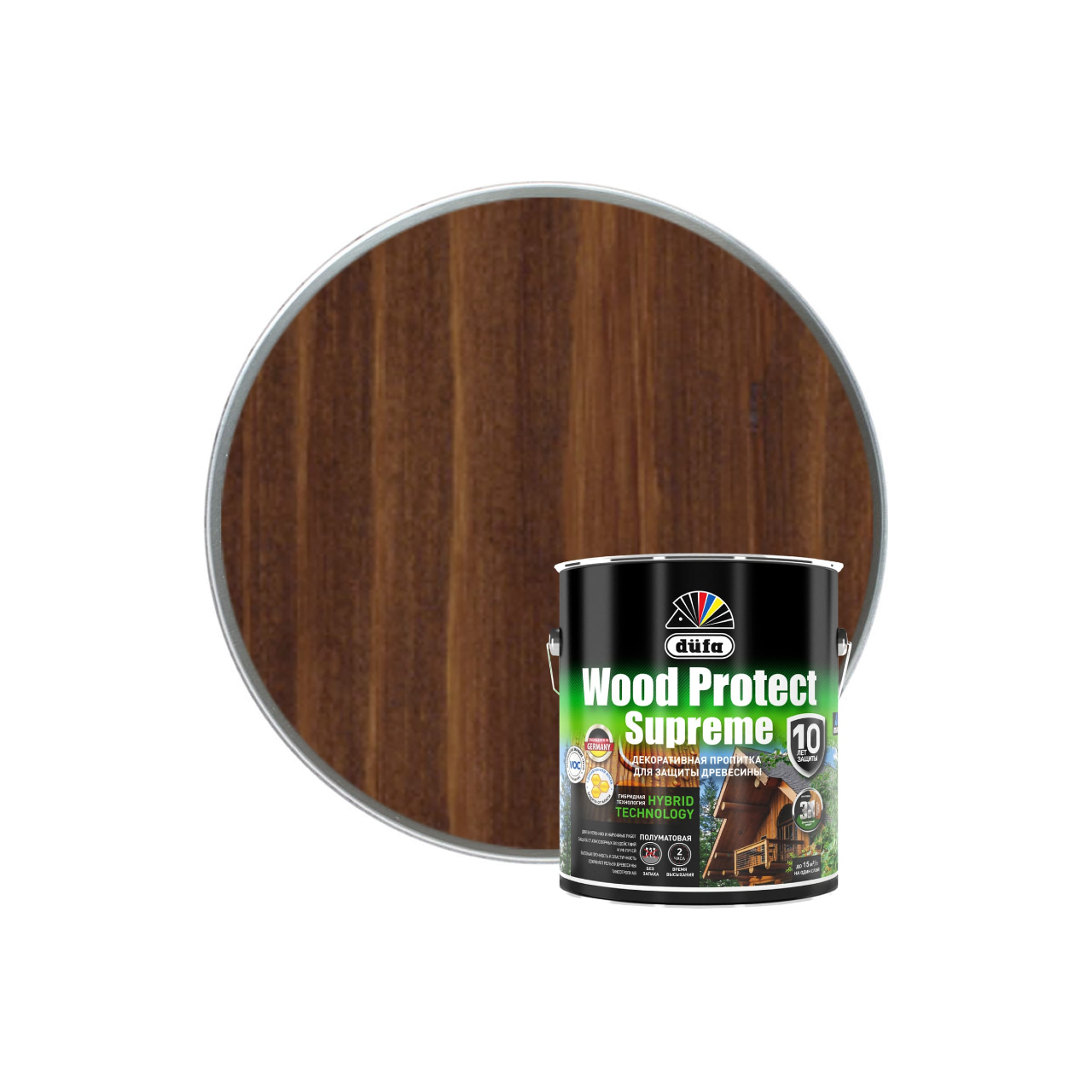 Изображение товара Высокопрочная пропитка по дереву Dufa Wood Protection Supreme орех 2.5 л
