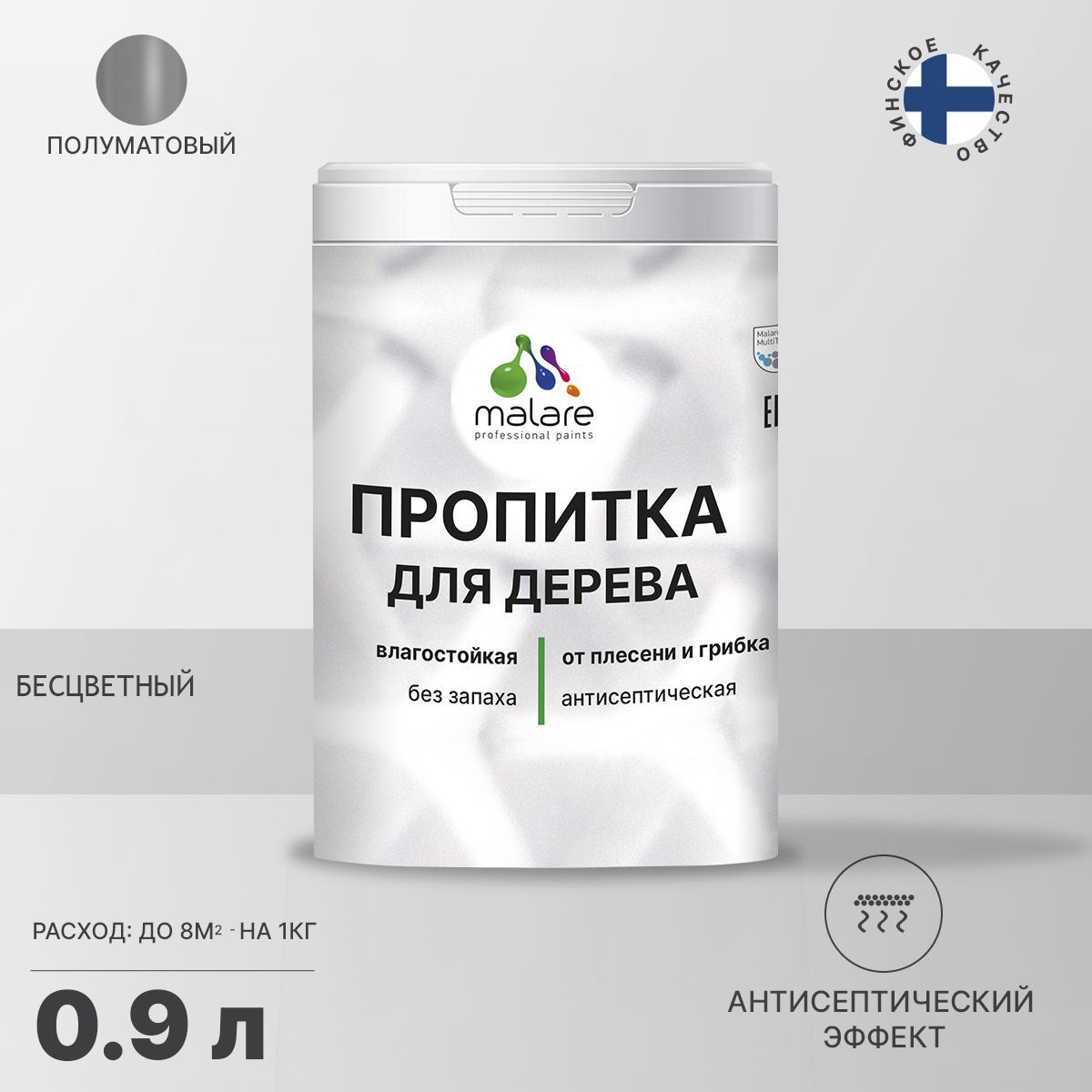 Изображение товара Защитно-декоративный антисептик Malare Professional от плесени грибка быстросохнущая без запаха цвет прозрачный 0.9 л Изображение товара Защитно-декоративный антисептик Malare Professional от плесени грибка быстросохнущая без запаха цвет прозрачный 0.9 л