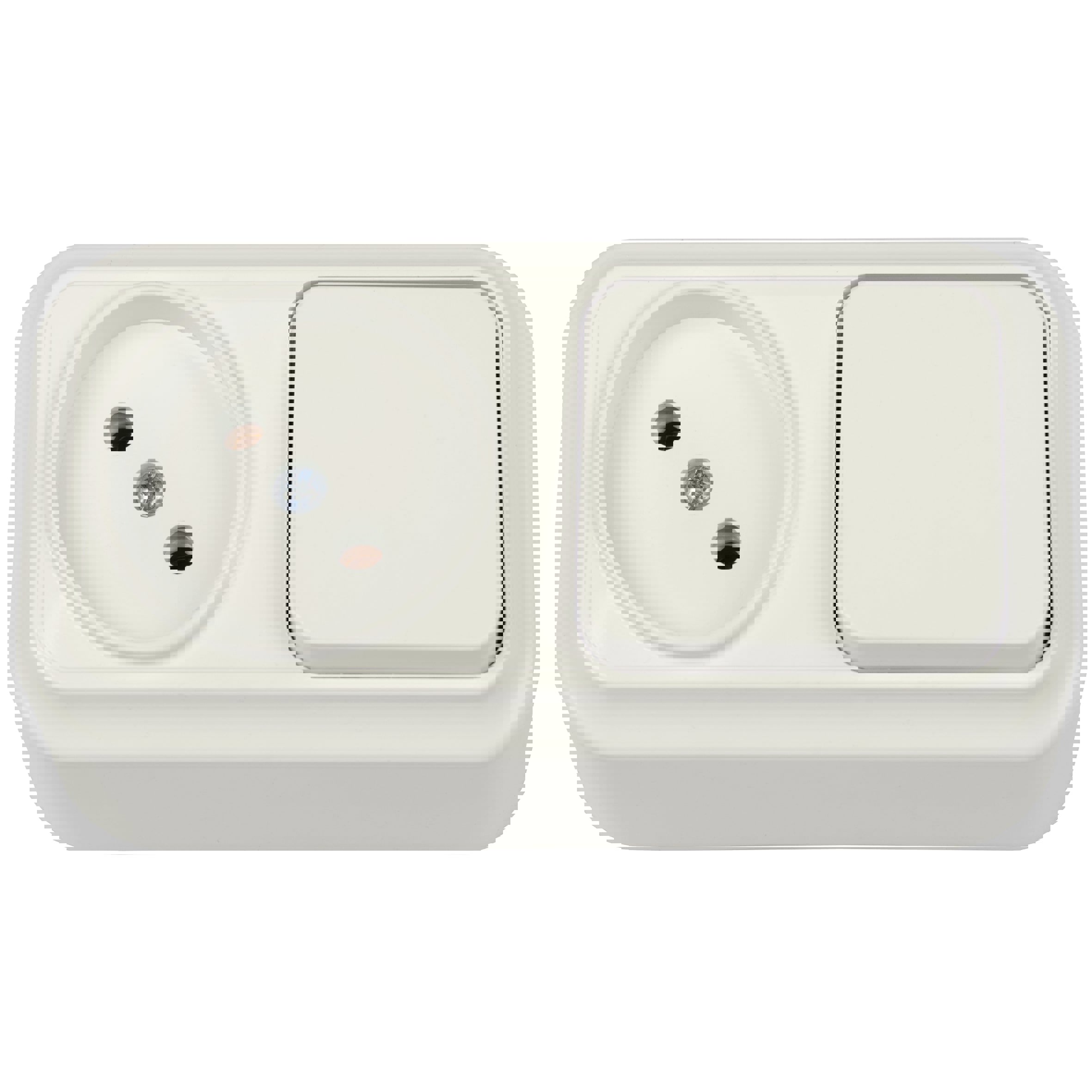 Изображение товара Блок выключатель с розеткой накладные Bylectrica Вариант В-РЦ-7111 1 клавиша без заземления цвет бежевый