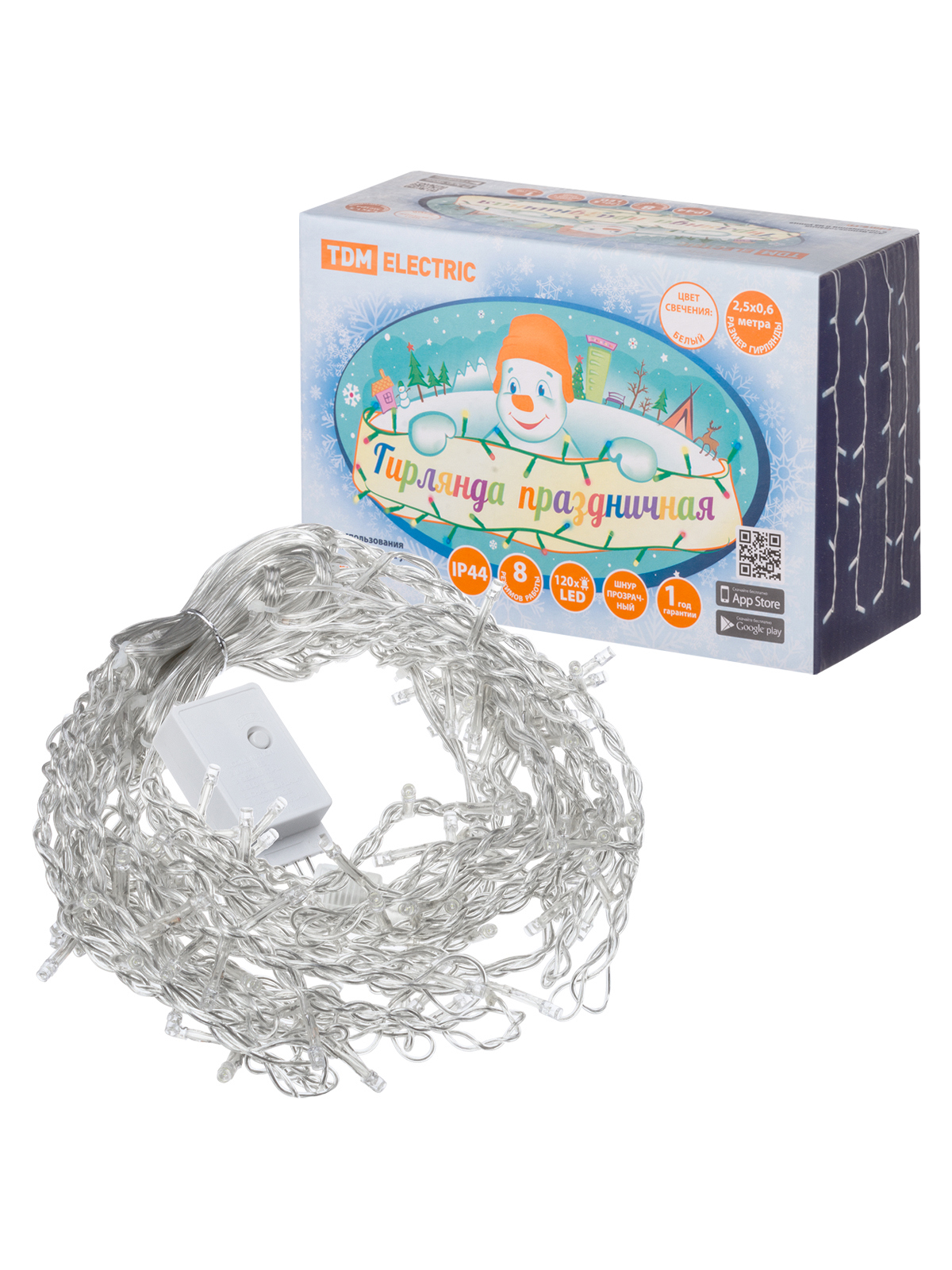 Изображение товара Электрогирлянда наружная бахрома 2.5x2.5 м 120 ламп IP44 холодный белый