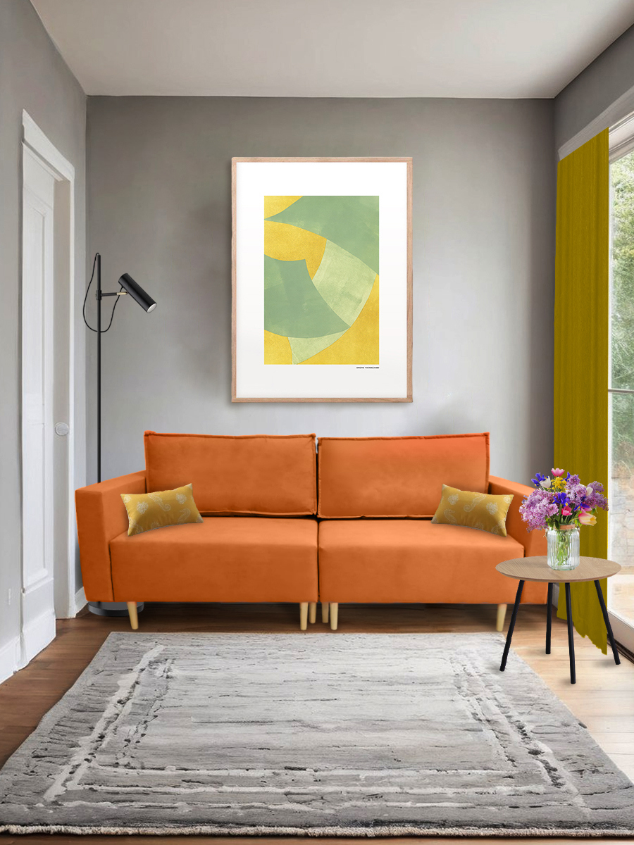 Изображение товара Раскладной диван Cityhd Чикаго двухспальный модульный 217x84x85 см велюр цвет оранжевый