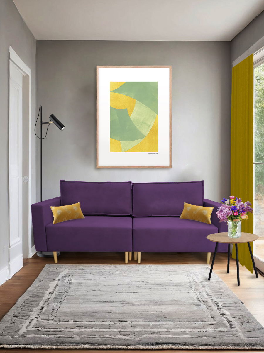 Изображение товара Раскладной диван Cityhd Чикаго двухспальный модульный 217x84x85 см велюр цвет фиолетовый