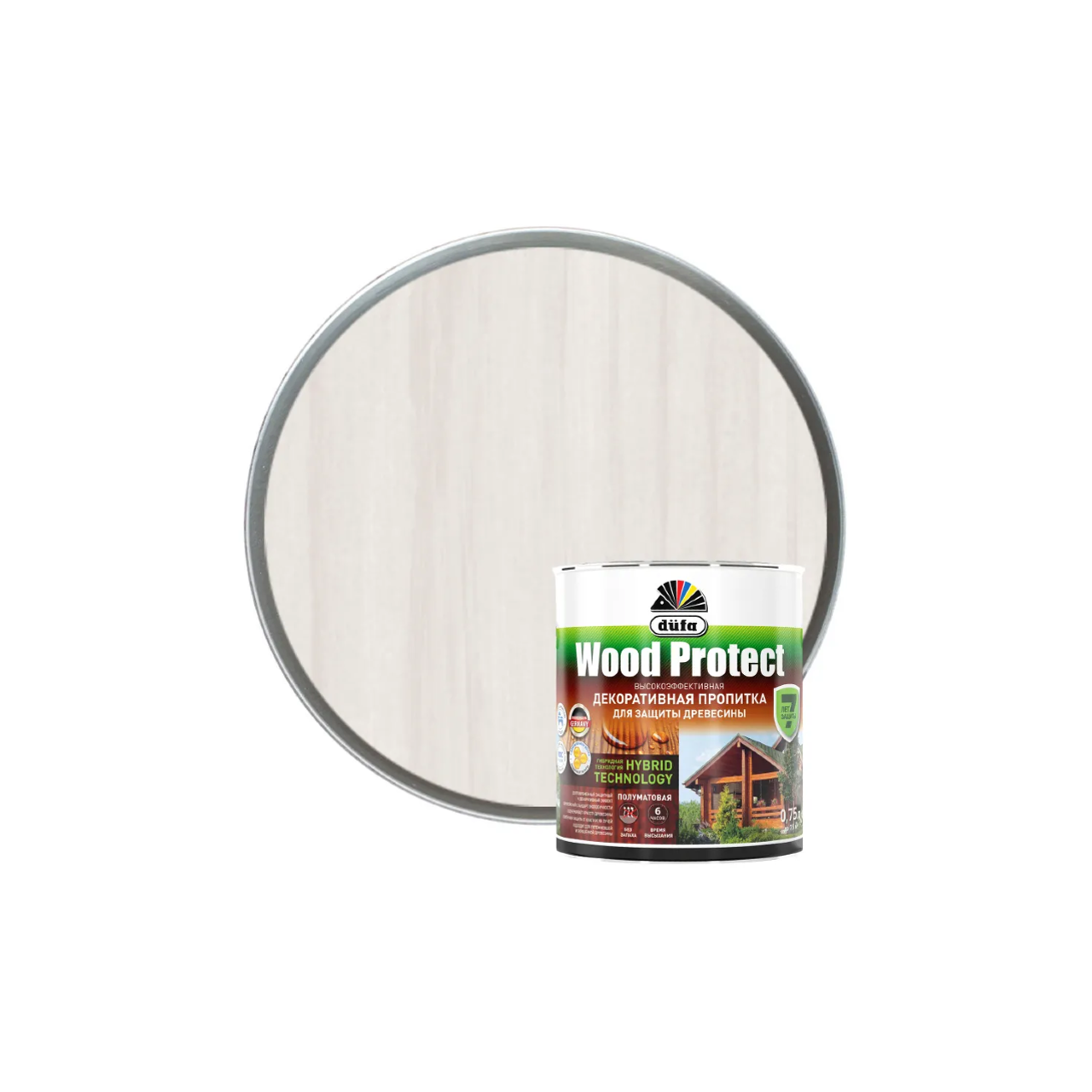 Изображение товара Пропитка для древесины Dufa Wood Protect матовая цвет белая 0.75 л