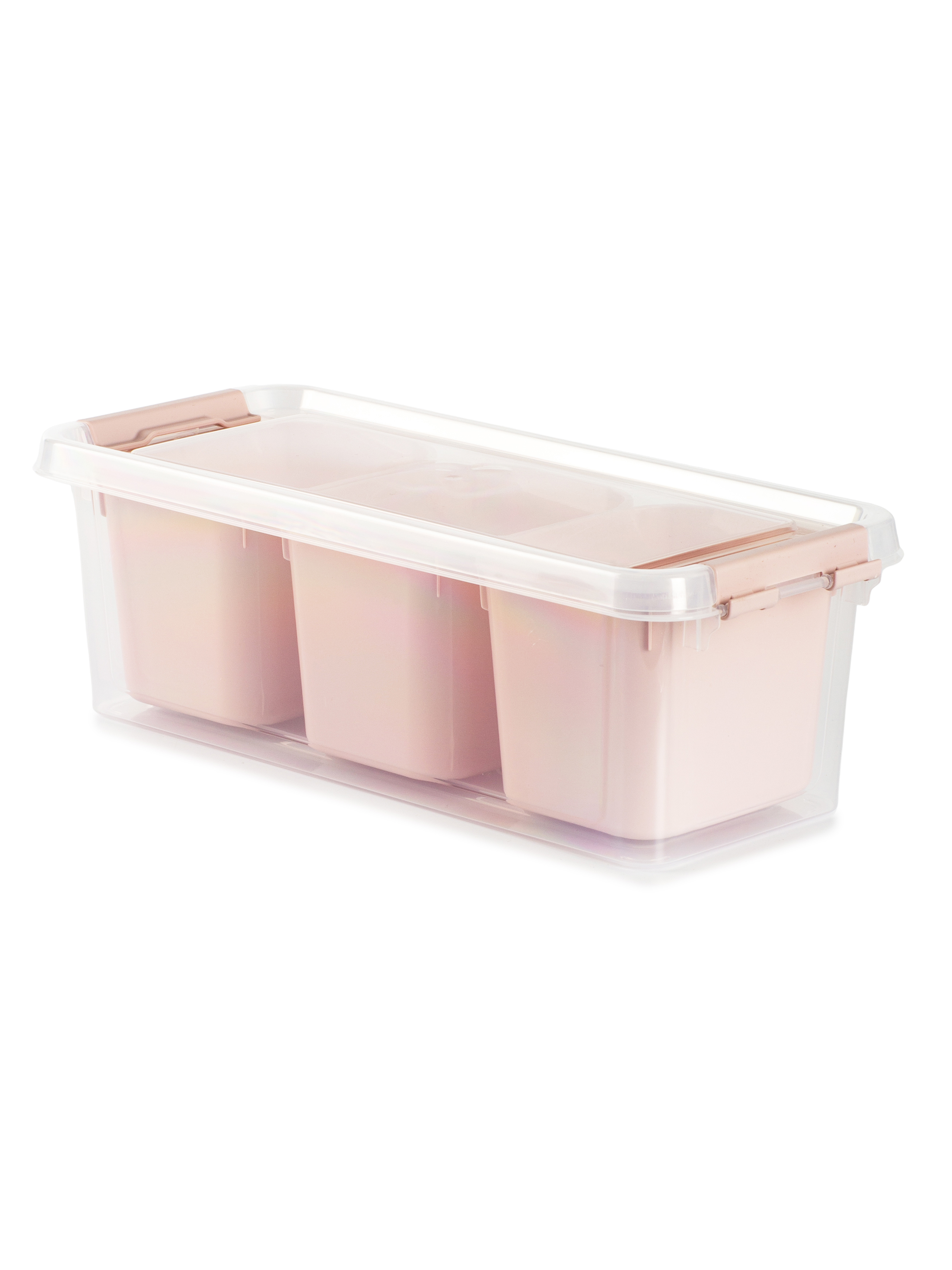 Изображение товара Контейнер для хранения Hobby life 3 секции 11.3x9x27.3 см пластик цвет розовый Изображение товара Контейнер для хранения Hobby life 3 секции 11.3x9x27.3 см пластик цвет розовый