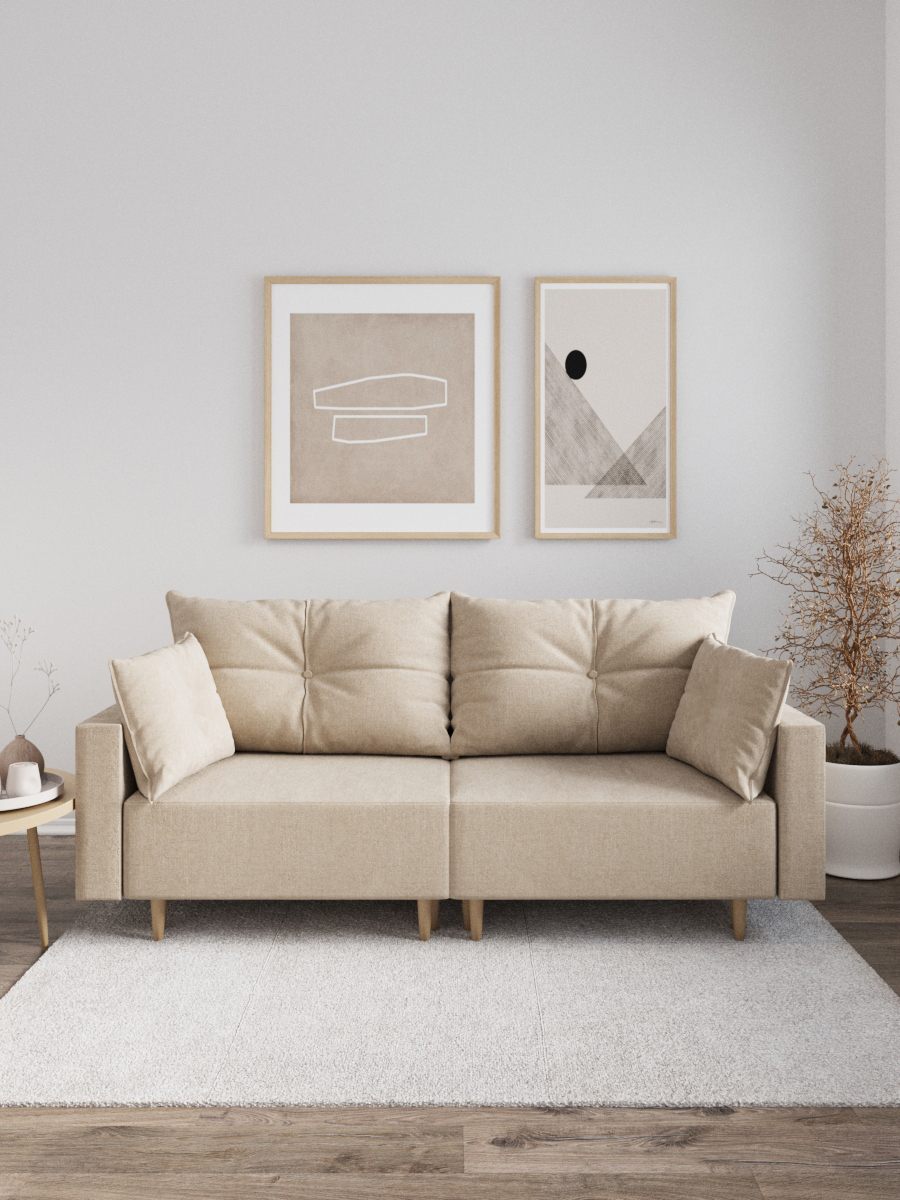 Изображение товара Раскладной диван Пекин CITYHD двухспальный модульный велюр бежевый