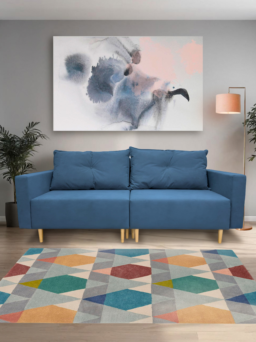 Изображение товара Раскладной диван Cityhd Пекин двухспальный модульный 217x84x85 см велюр цвет синий