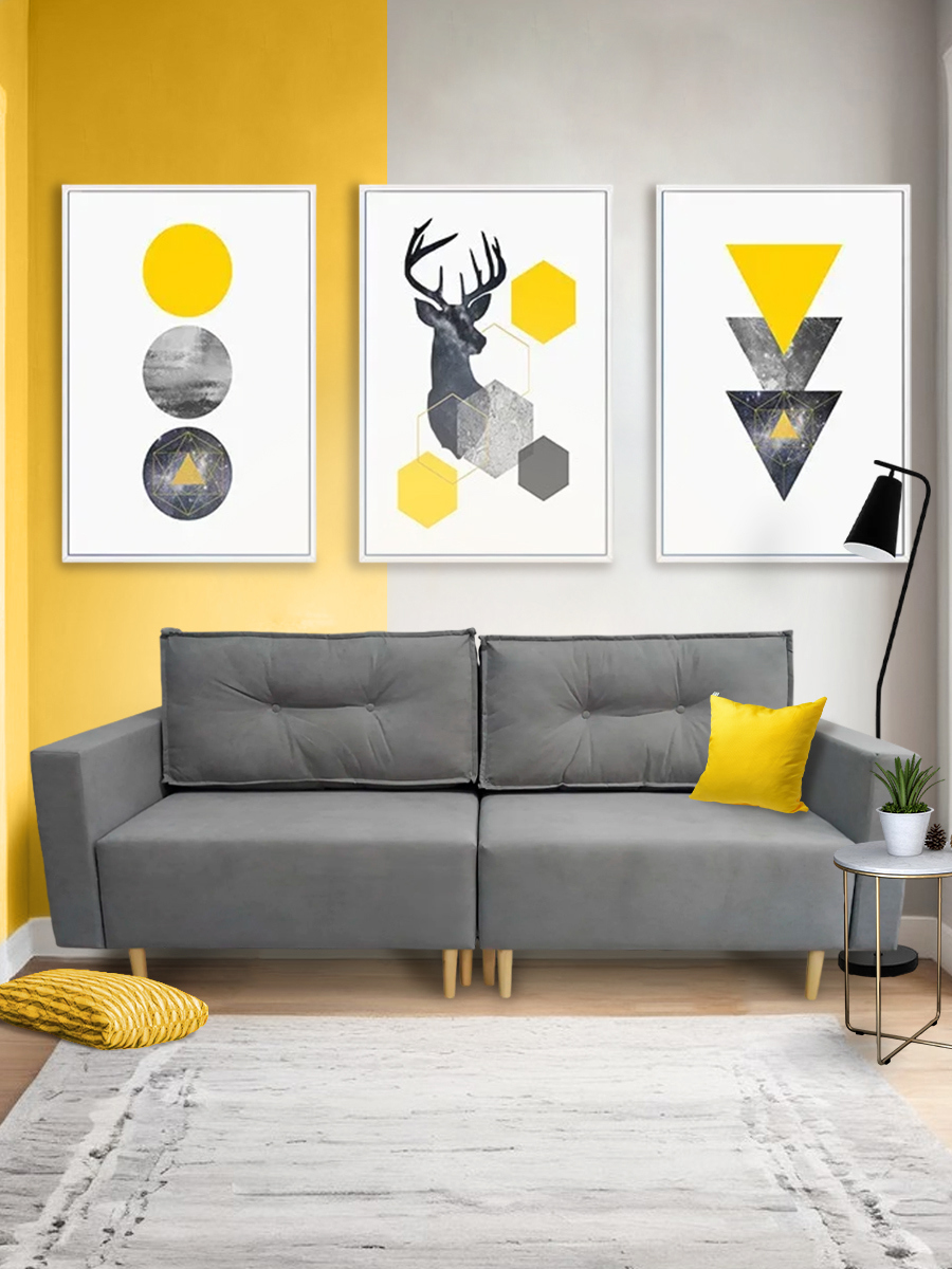 Изображение товара Раскладной диван Cityhd Коломбо двухспальный модульный 217x84x85 см велюр цвет серый