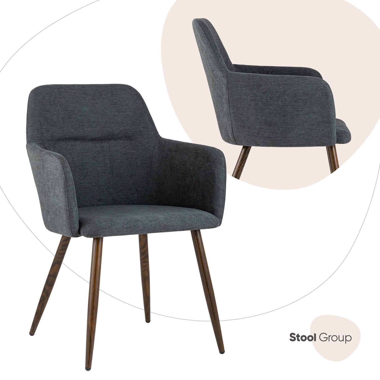 Изображение товара Кухонный стул Stool Group Кинг из шенилла с металлическими ножками серый