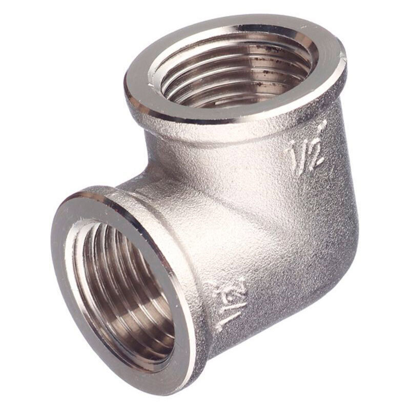 Изображение товара Угловой латунный фитинг Valtec 1/2" x 1/2" ВР никелированный для водоснабжения