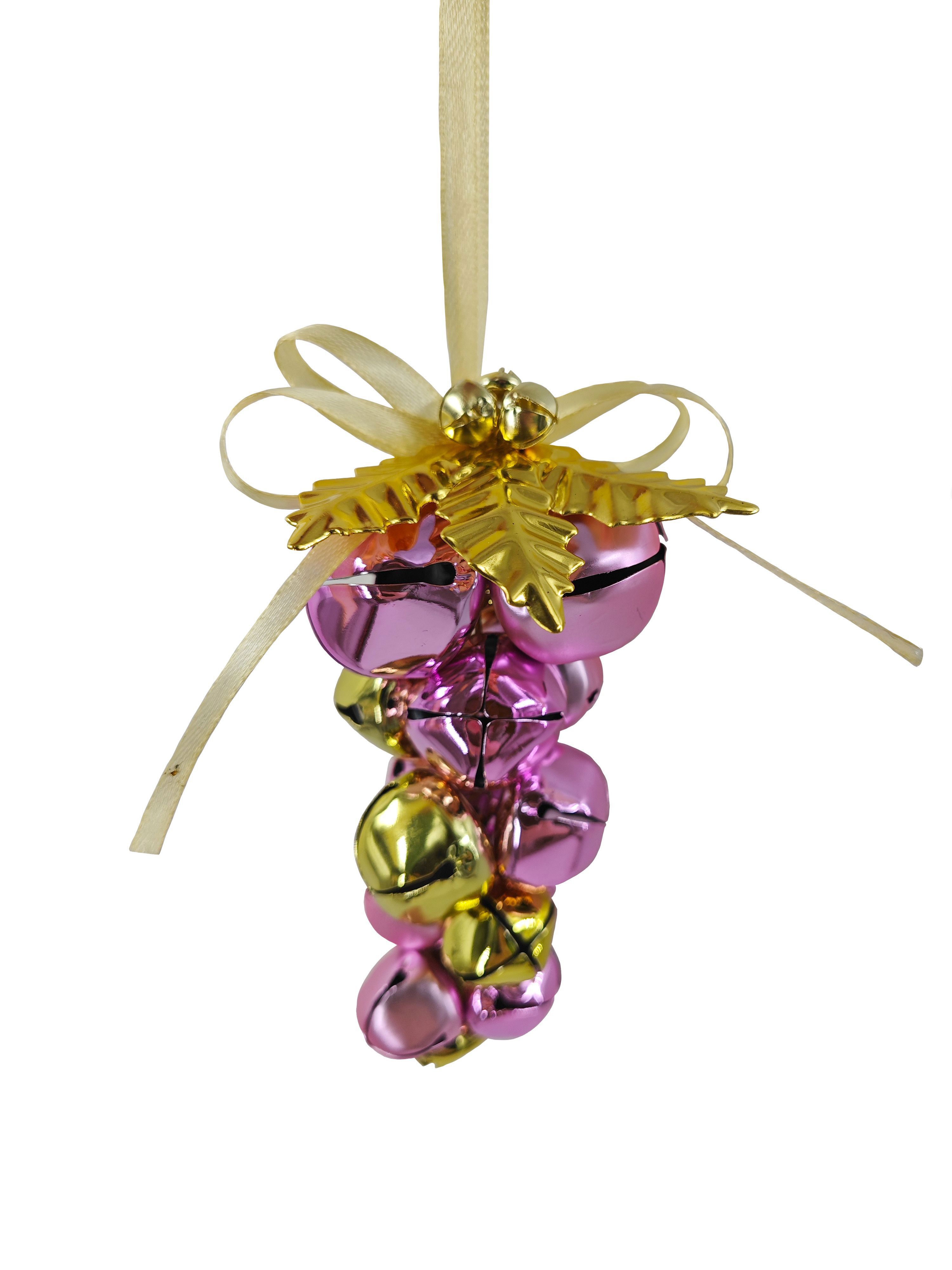 Изображение товара Украшение елочное Гроздь розово-золотое 14x7.5 см металлическое