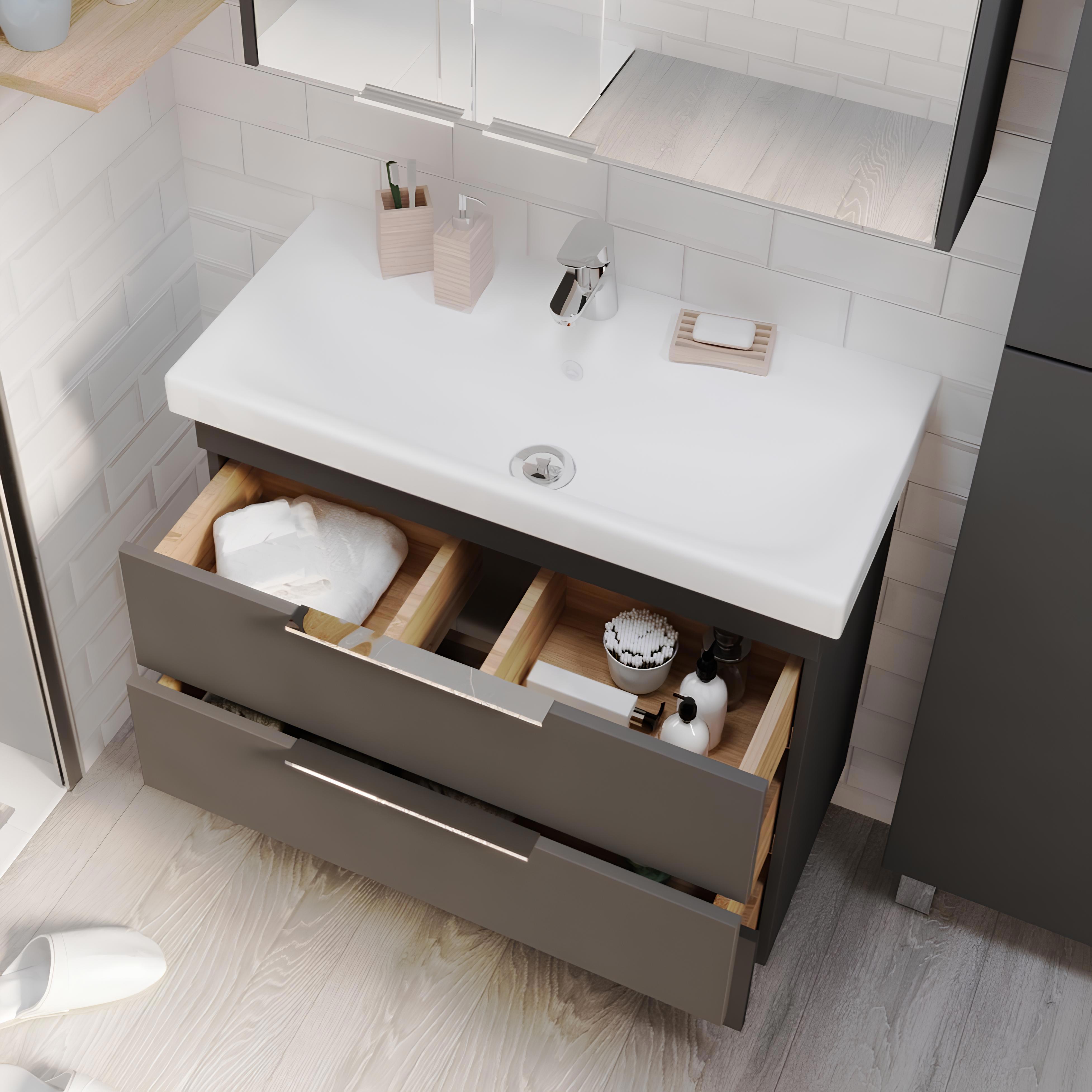 Изображение товара Тумба под раковину напольная 1Marka Gaula 80 см черный У92547 стильная мебель для ванной