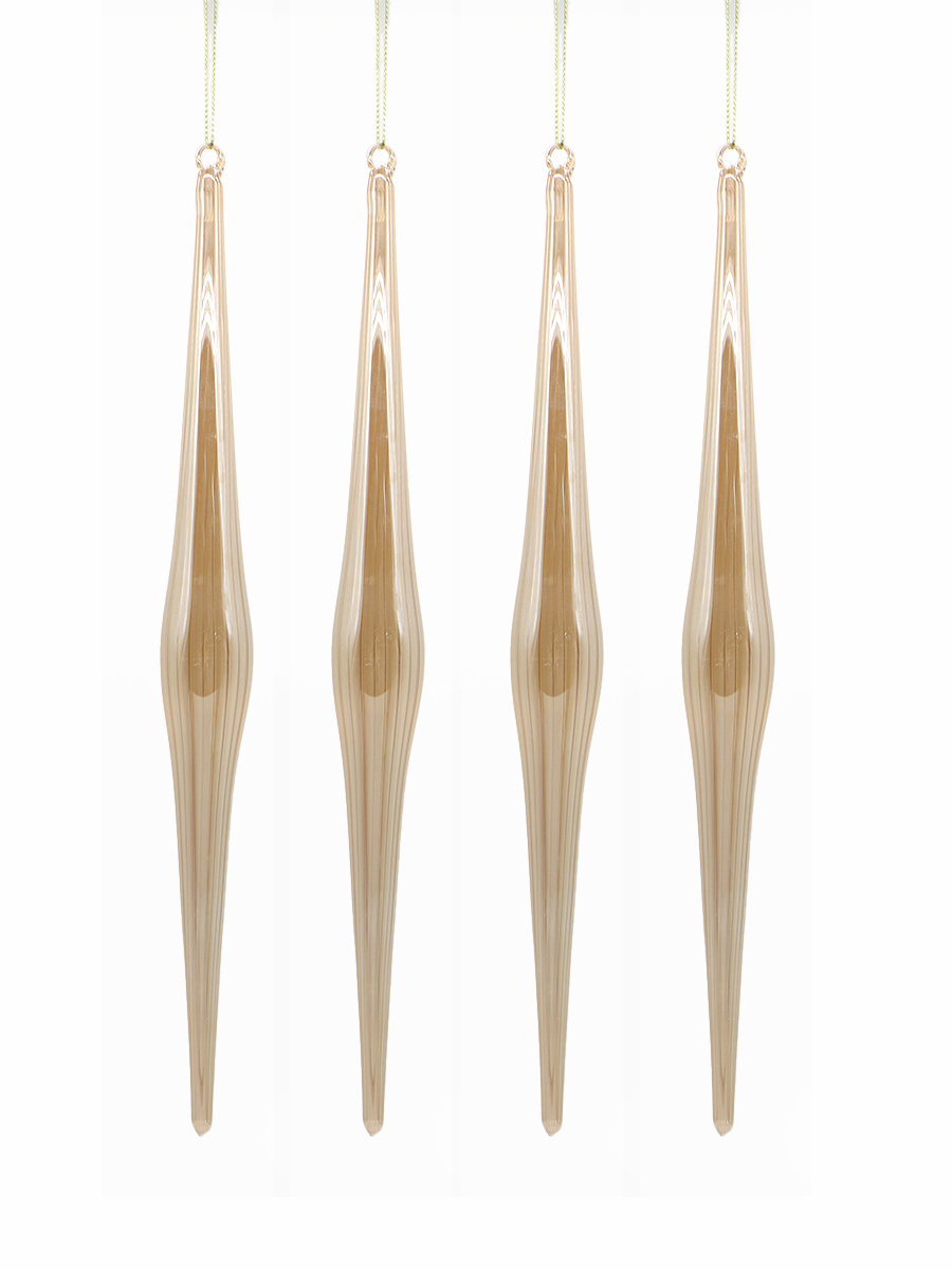 Изображение товара Набор елочных игрушек Valma 92505 стеклянные сосульки бежевые 4 шт 20 см