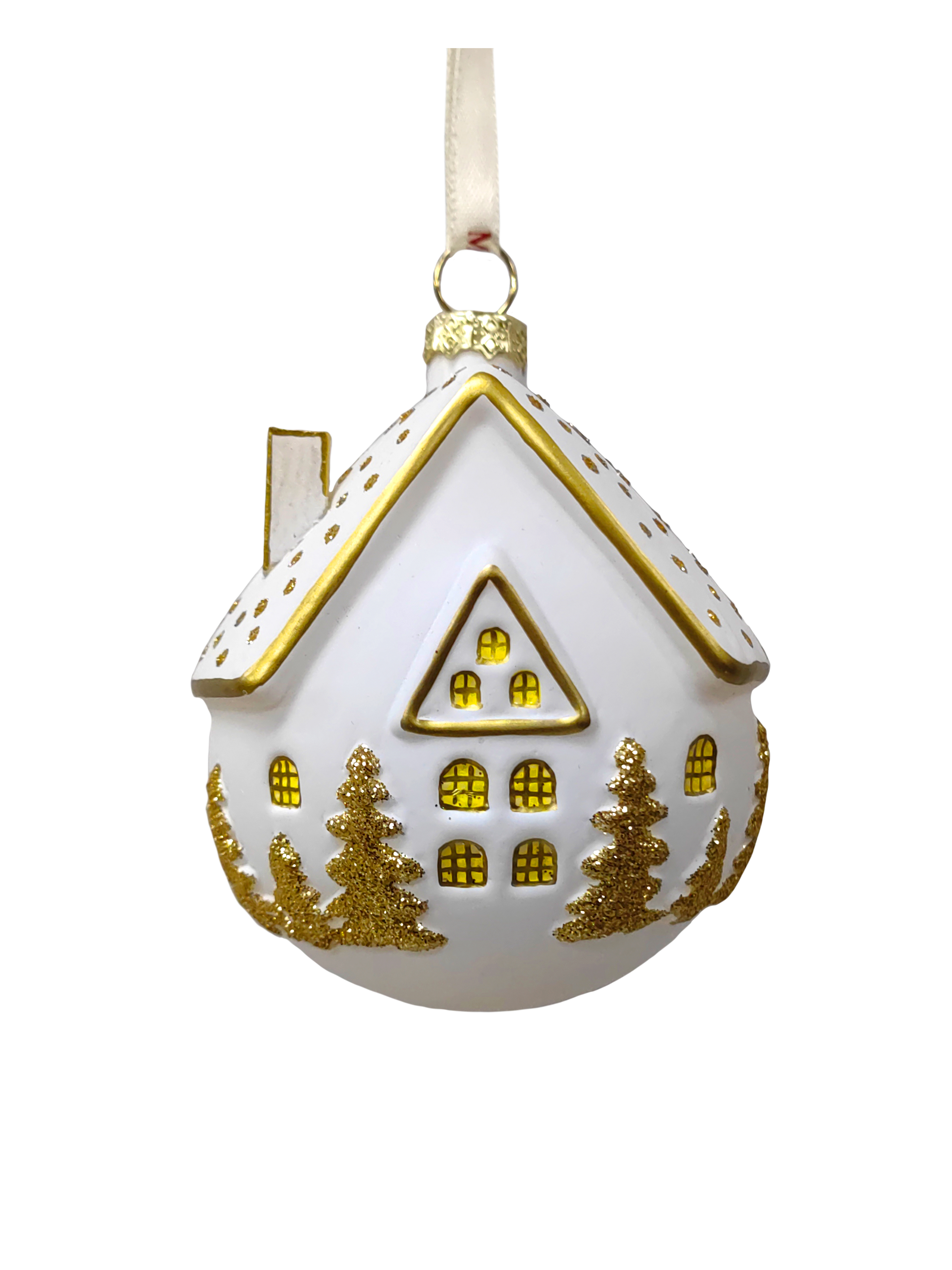 Изображение товара Елочная игрушка Magic time домик белая 7 см x 7 см стекло новогоднее украшение