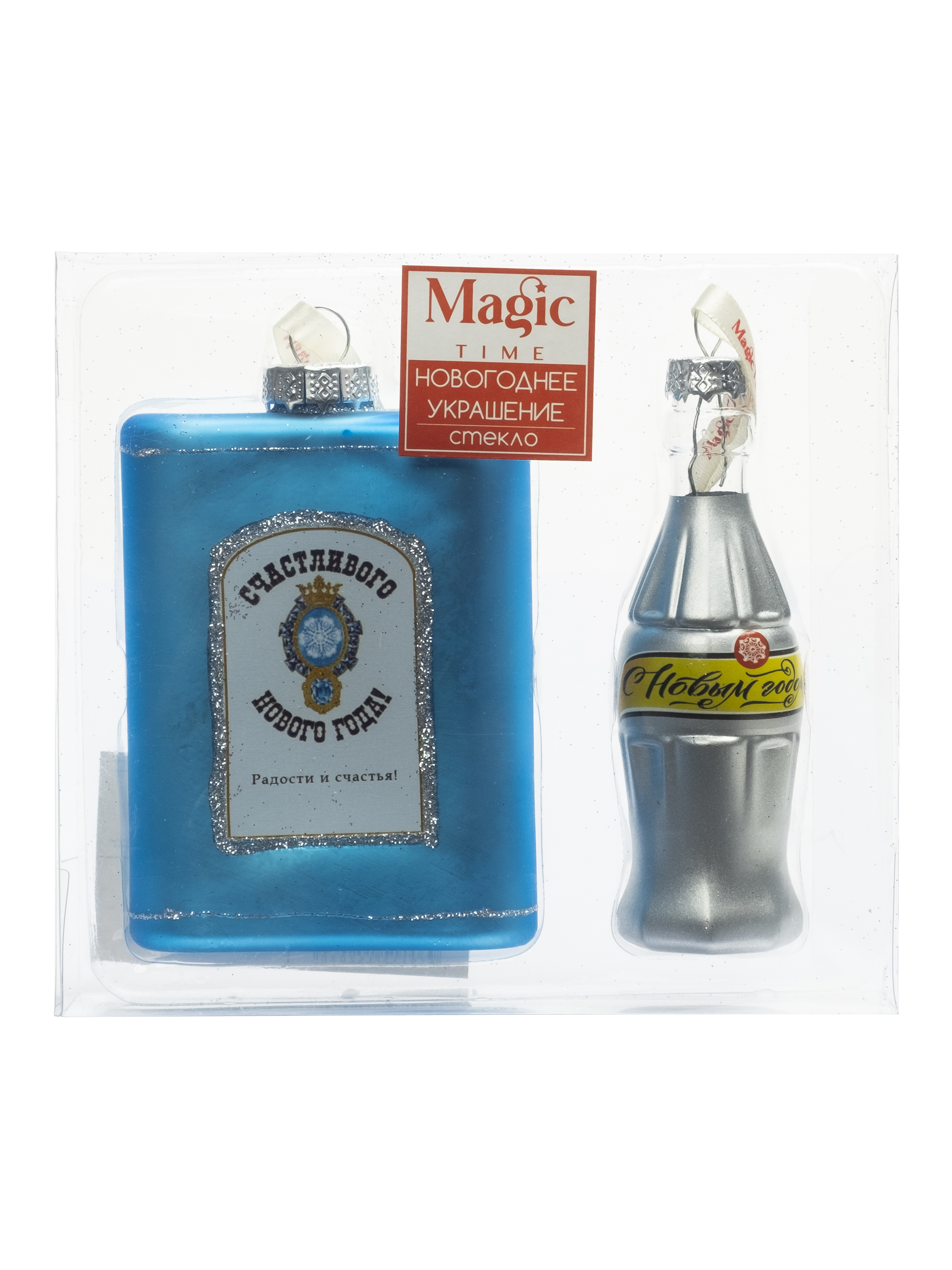 Изображение товара Набор елочных игрушек Magic time 89814 с синей тематикой, 2 шт, стекло