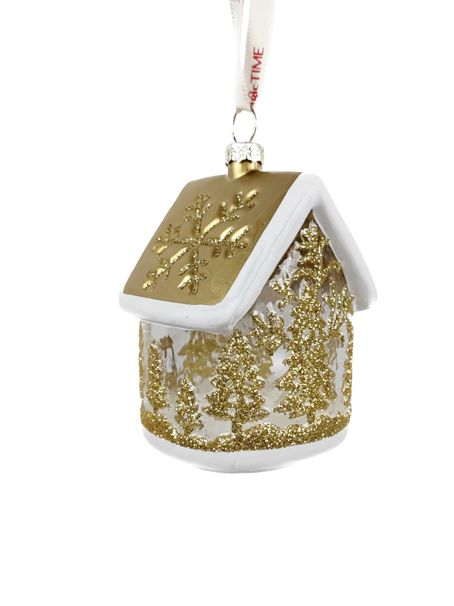 Изображение товара Елочная игрушка Magic time 93351 в виде домика, 6.6 см, разноцветная