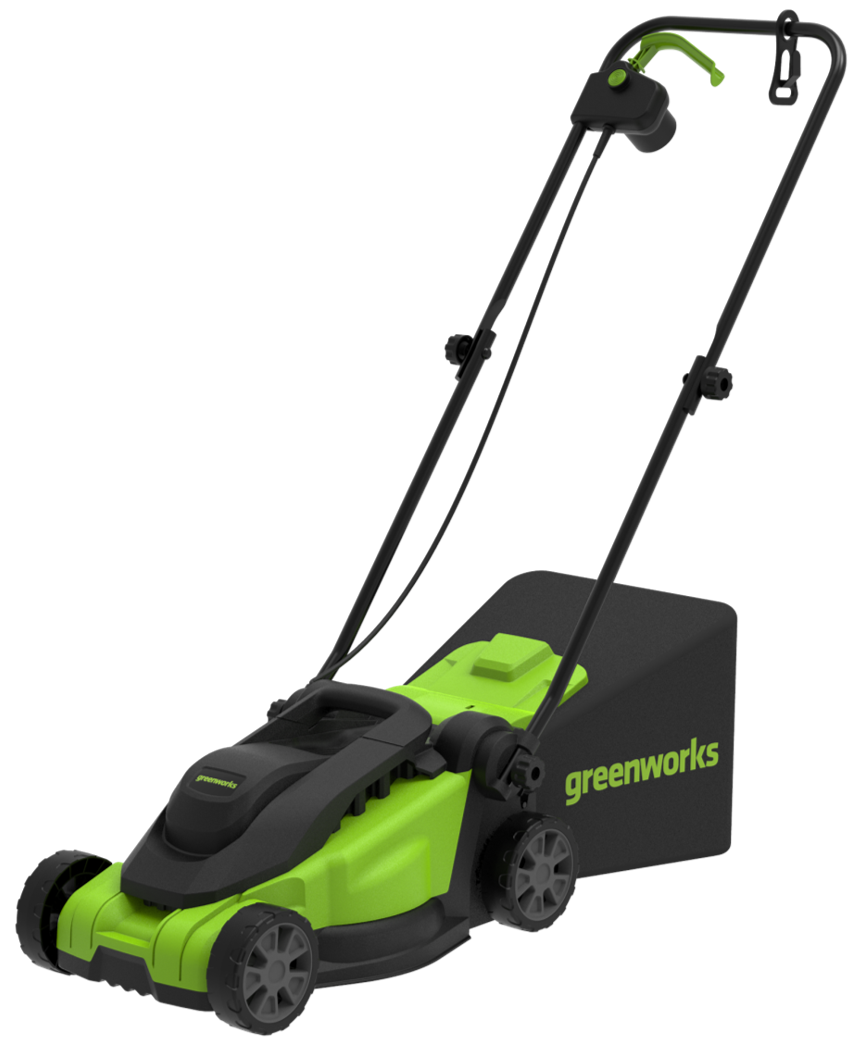 Изображение товара Газонокосилка электрическая Greenworks Gd1200lm32 1200 Вт 32 см легкая и маневренная