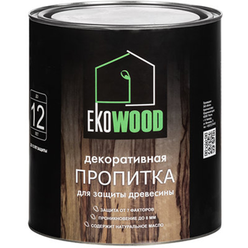 Изображение товара Защитно-декоративный антисептик для древесины Ekowood полуглянцевый цвет иней 2.5 л