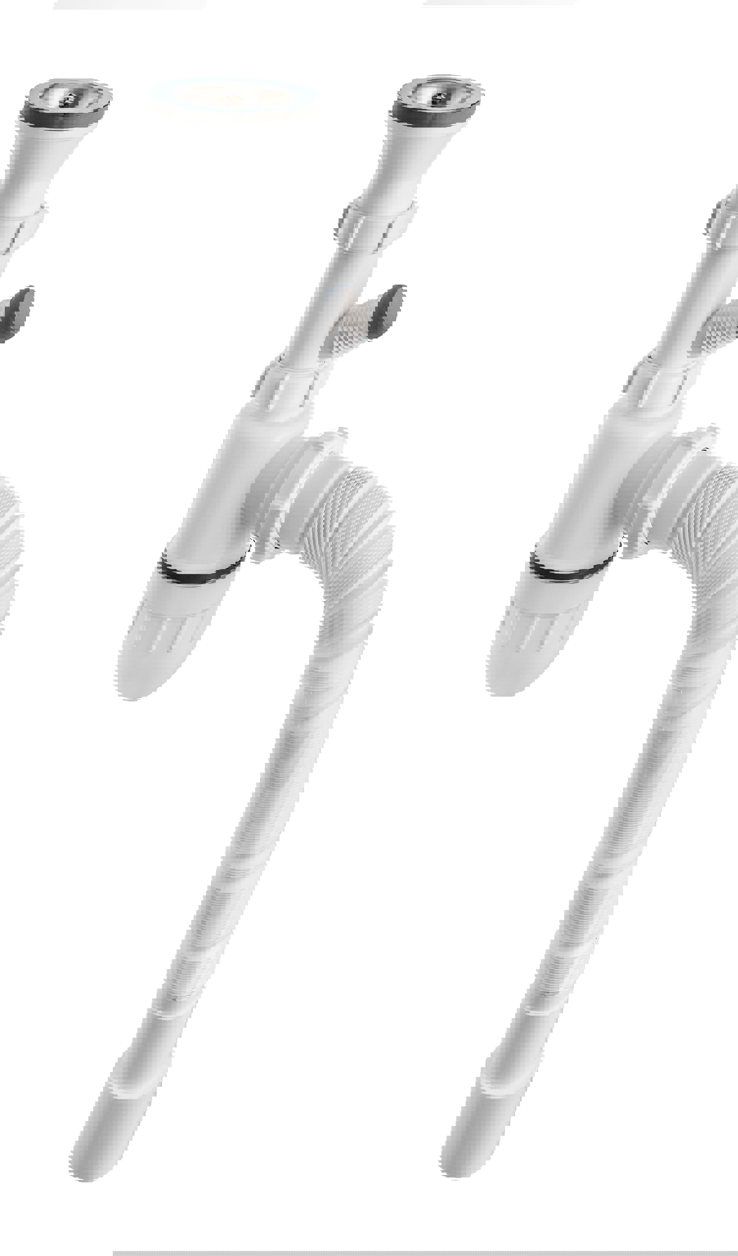 Изображение товара Сифон для раковины Bauedge D32 мм корзиночный хром белый WR0010