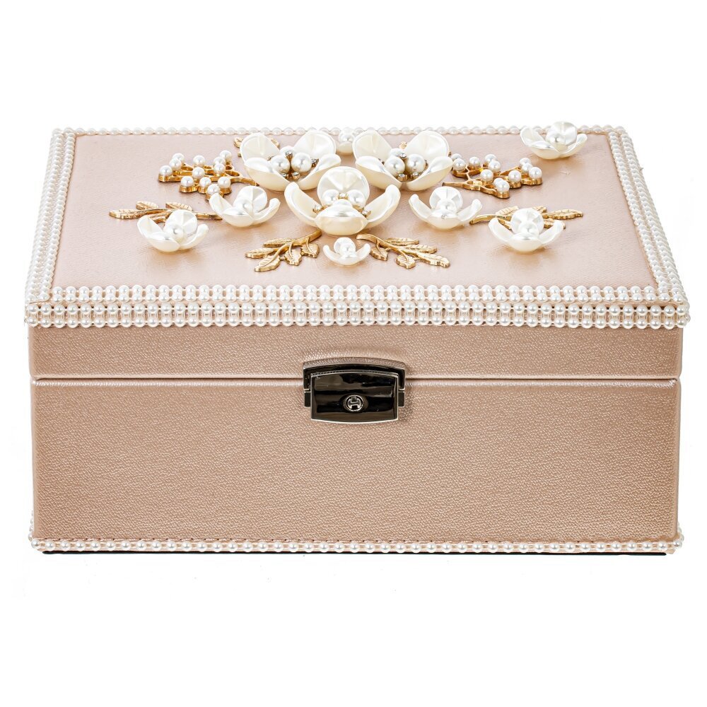 Изображение товара Шкатулка для украшений Шкатулка Бежевый Двухуровневая с бархатной отделкой и декором Изображение товара Шкатулка для украшений Шкатулка Бежевый Двухуровневая с бархатной отделкой и декором