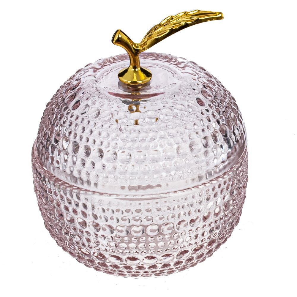 Изображение товара Шкатулка стеклянная розовая 8x10 см с золотистой крышкой