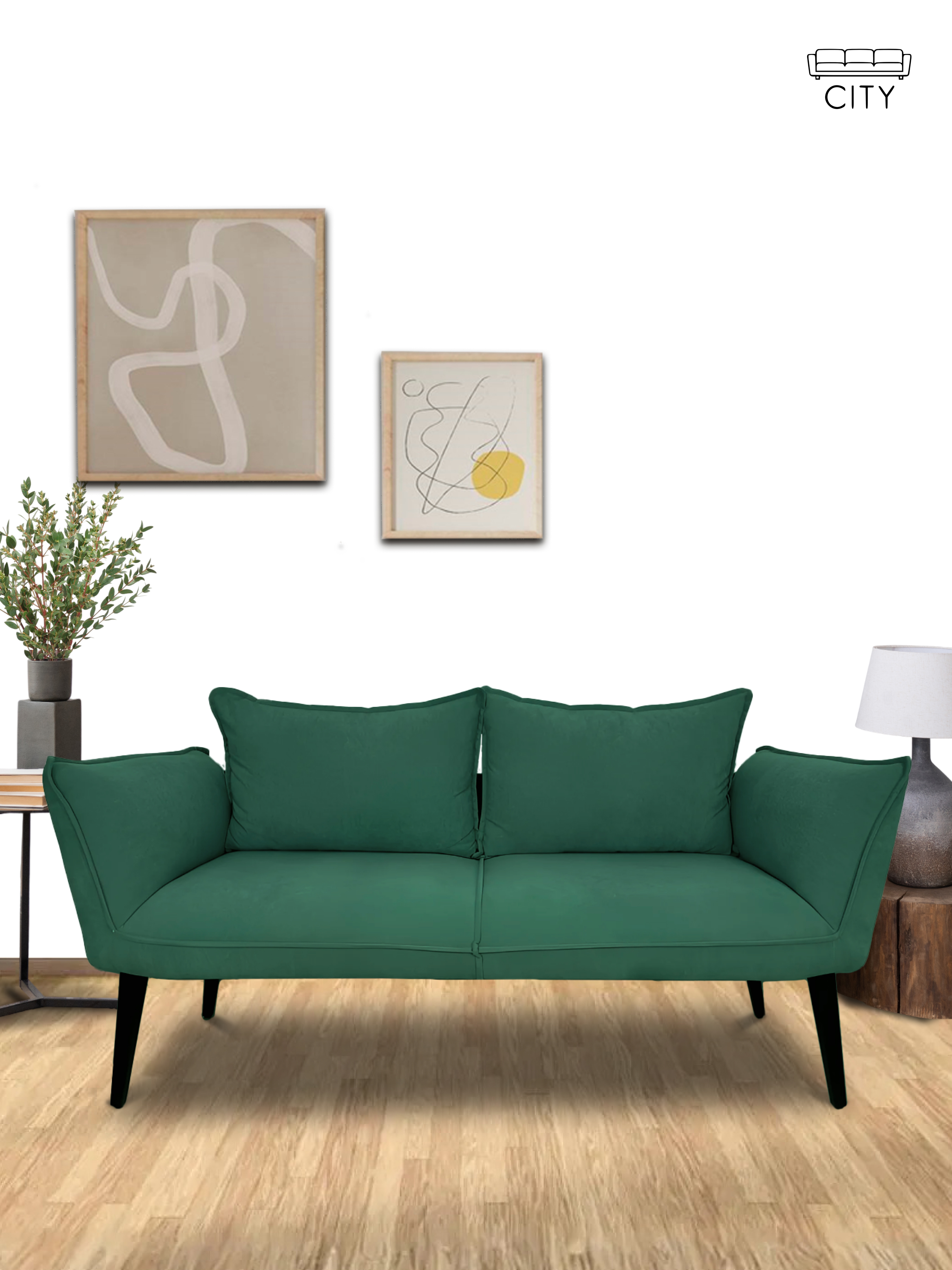 Изображение товара Диван CITYHD Неаполь 140x76x67 см зеленый велюр